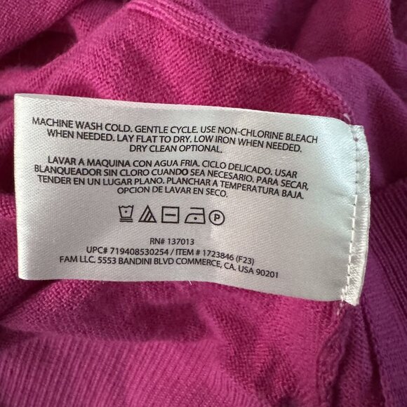 Banana Republic Merino Wool Boxy v-neck sweater womens XXL Fuchsia hot pink - Picture 8 of 9